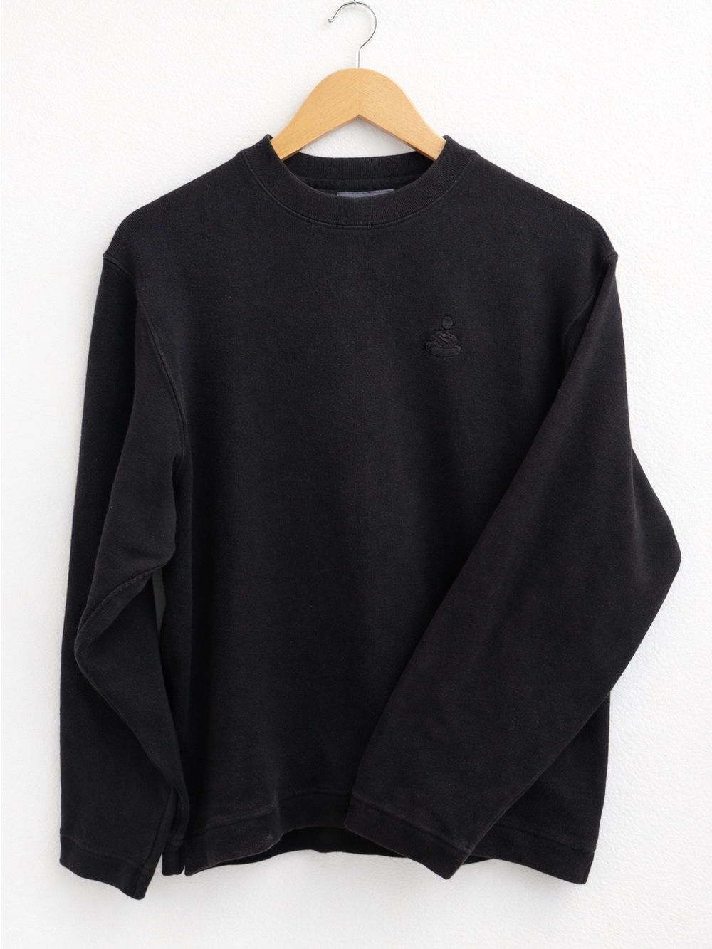 Façonnable Black Cotton Crewneck Sweater Small Classic Fit